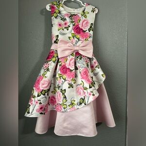 Floral Pink Kids Dress with Bow